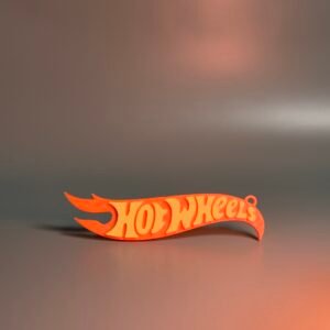 Custom 3D-printed Hot Wheels logo keychain